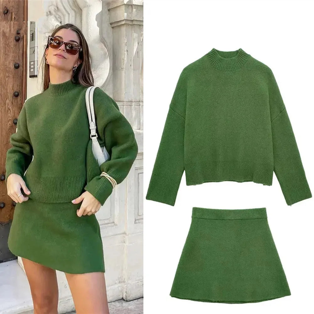 Ariana Ribbed Sweater Skirt Set