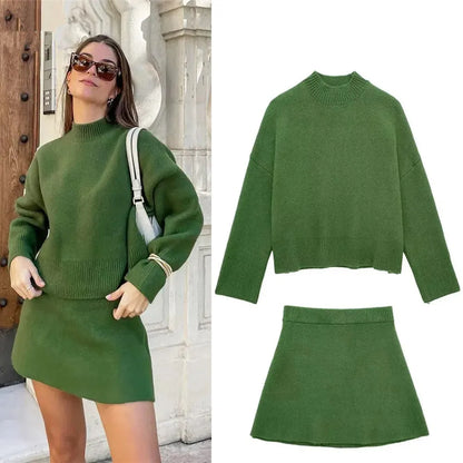 Ariana Ribbed Sweater Skirt Set