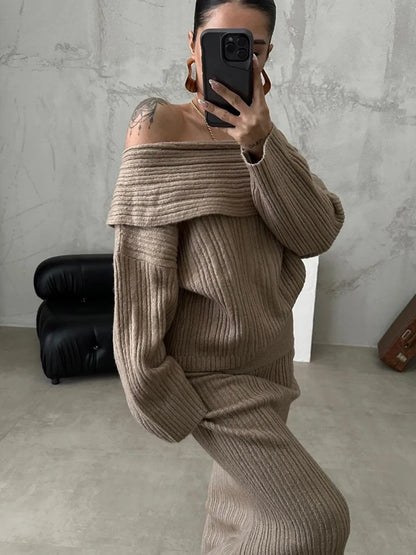 Emery Off-Shoulder Knitted Two-Piece Set