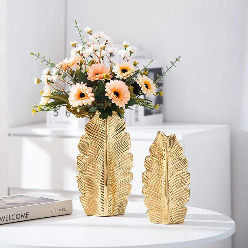 Gold Plated Ceramic Vase