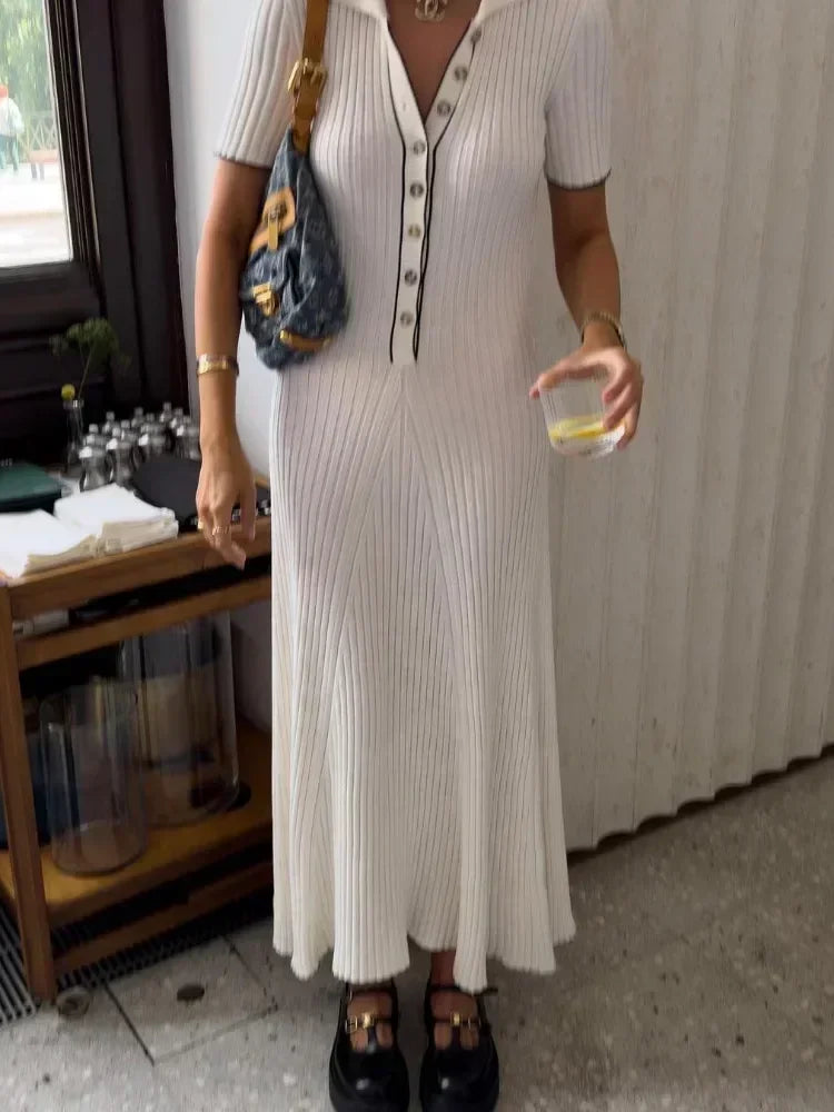 Serena White Knit Maxi Dress